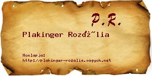 Plakinger Rozália névjegykártya